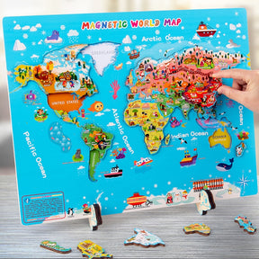 Montessori Educational Magnetic Wooden World Map